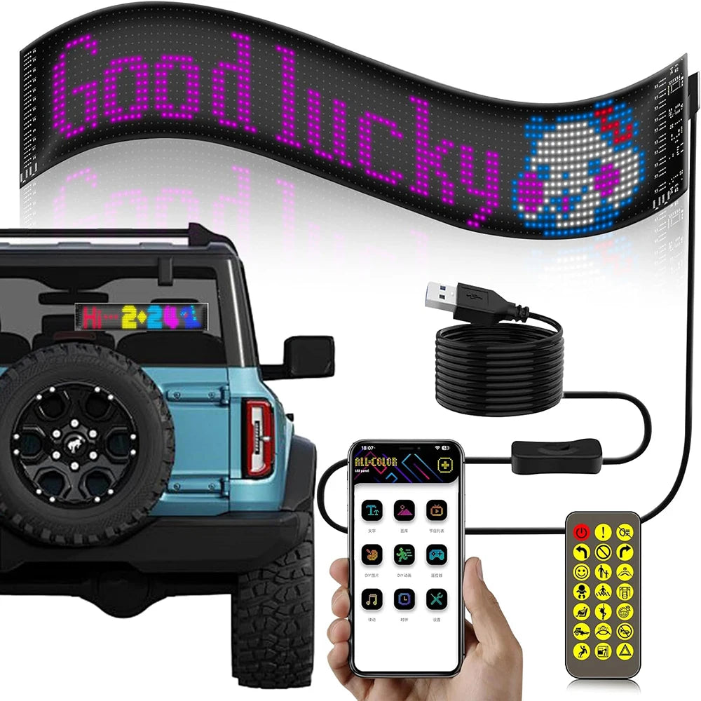 Car LED Matrix Pixel Panel Screen DIY Truck Devil's Eyes Flexible Anim ...