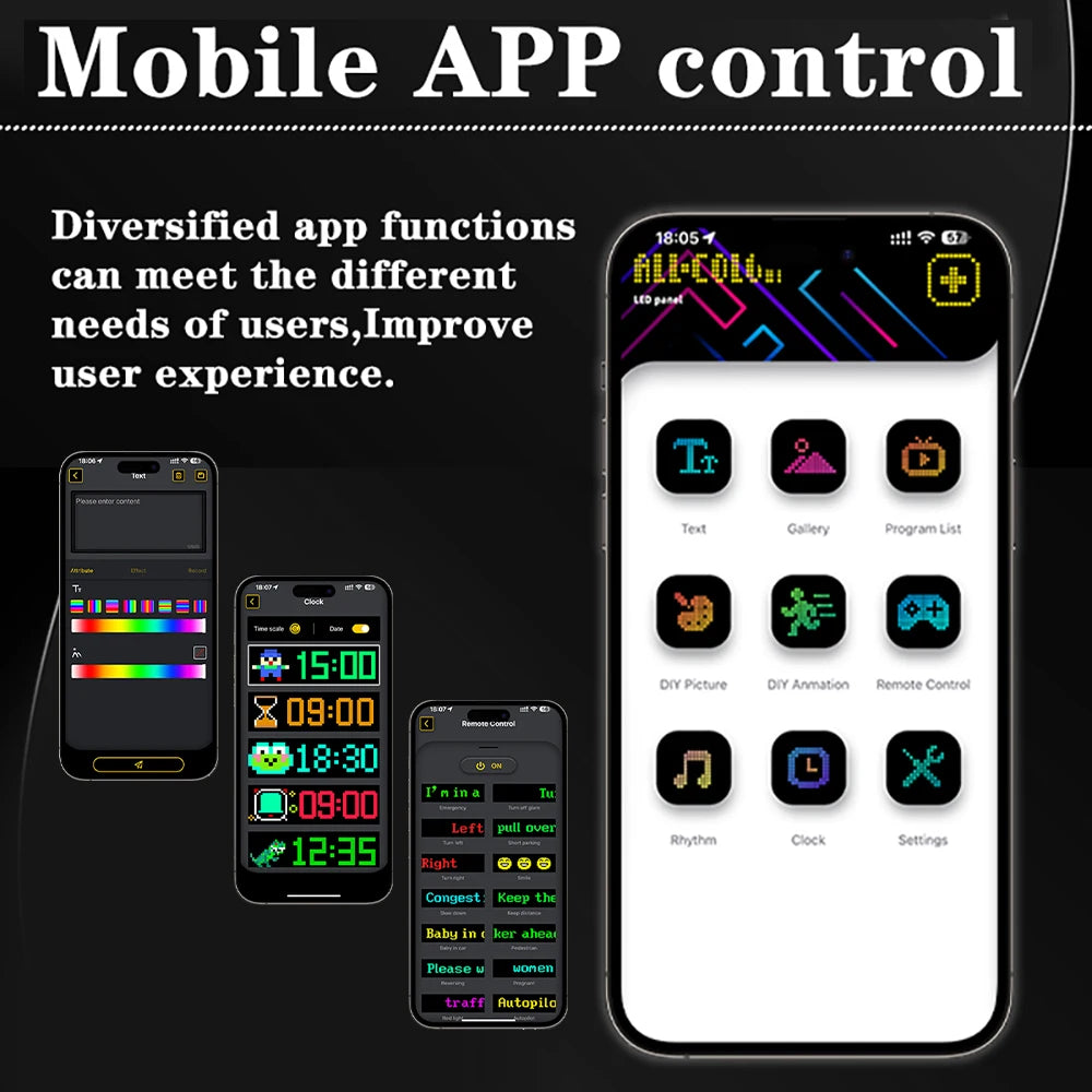 Car LED Matrix Pixel Panel Screen DIY Truck Devil's Eyes Flexible Anim ...